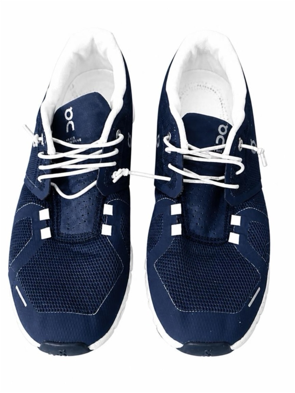 Navy Blue On Running Men's Navy and White Athletic Sneakers